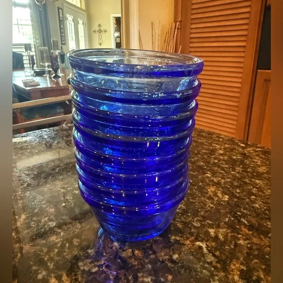 Vintage Set of 8 Anchor Hocking 463 Cobalt Blue Glass 6 oz Custard Cups - Picture 2 of 7